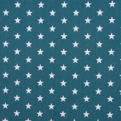 Produktbild von Baumwollstoff Meterware Sterne 1x1cm petrol weiß 140cm