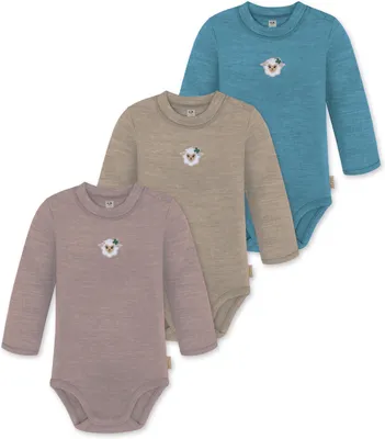 Produktbild von normani 3er Pack Baby Merino Langarmbody