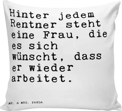 Produktbild von Mr. & Mrs. Panda Sofa Kissen Hinter jedem Rentner steht... - Weiß - Geschenk, Pensionierung, kuschelkissen 40x40, Dekokissen, Polster, Zitate, Deko, Rentnerin, Sofakissen