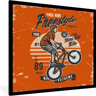 Produktbild von MuchoWow® MuchoWow® Gerahmtes Poster Fahrrad - Mann - Retro 40x40 cm - Poster mit zchwarzem Bilderrahmen - Mit Rahmen - Wanddekoration Schlafzimmer