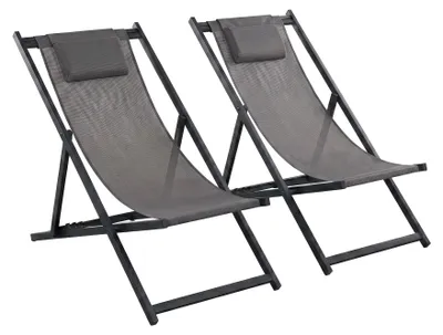 Immagine prodotto di Mezzaluna - Set di 2 sdraio pieghevoli 59x97x104 cm da giardino in alluminio e textilene antracite