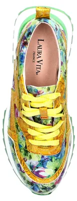 Produktbild von Laura Vita Damen Sneaker Metallic Plateau Floral TELLAO 09, Größe:39 EU, Farbe:Gelb