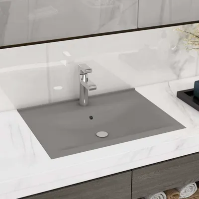 Produktbild von s Waschbecken Hahnloch Matt Hellgrau 60x46cm Keramik
