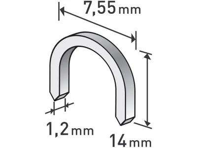 Obrázek produktu pro Spony oblé, 1000ks, 14mm, 7,55x0,52x1,2mm