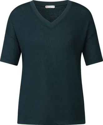 Produktbild von Street One V-Shirt 'Strick-Look T-Shirt', A322901, hunter green, Gr. 38