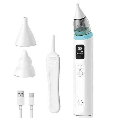 Produktbild von Elektrischer Nasensauger zur Nasenreinigung mit 6 Saugstufen, 2 Silikonaufsätzen und beruhigender Musik, geeignet für Säuglinge und Kleinkinder