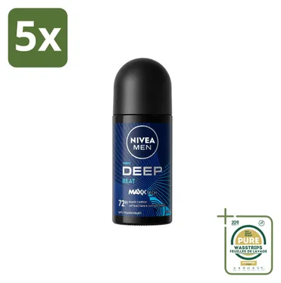 Obrázek produktu pro 5 kusů antiperspirantu NIVEA MEN Deep Beat, roller, 50 ml – balení