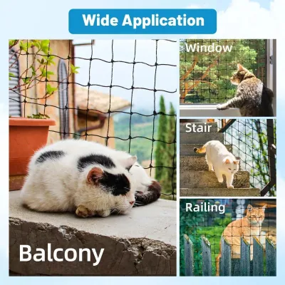 Imagen del producto de Red de seguridad para gatos, reforzada con alambre, de 2x3 metros, ideal para balcones y ventanas, proporciona seguridad para gatos