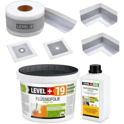 Produktbild von Dichtset Innen Außen Abdichtungset Flüssigfolie 4kg Wasserdicht Dichtband SET509