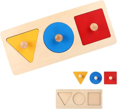 Image de Puzzle géométrique Montessori - Puzzle en bois avec différentes formes - Puzzle en bois - Jeu de formes à encastrer pour bébés, tout-petits et enfants