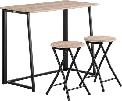 Produktbild von SoBuy Esstisch Set 3-teilig Klapptisch mit 2 Hockern Esszimmerstuhl Gartensitzgruppe Küchentisch Balkontisch klappbar