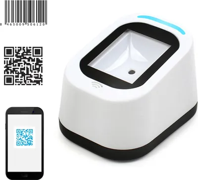 Produktbild von 1D 2D QR Desktop Barcode Scanner USB Barcode Leser, erfasst Barcodes vom Handy-Bildschirm, automatische Bilderkennung,Weiß