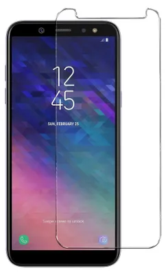 A clear glass screen protector is shown placed over a smartphone screen.