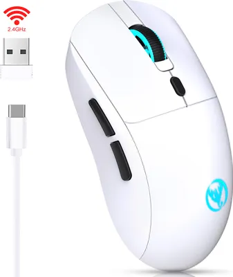Produktbild von T20 Kabellose Maeuse, 2,4 G, optisch, schnurlos, geraeuschlos, mit bunten LED-Leuchten, ergonomische PC-Laptop-Maeuse fuer Home-Office-Computer