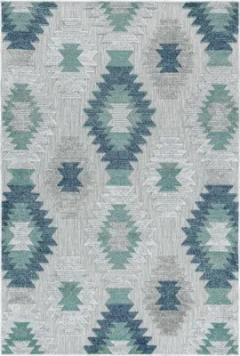 Zdjęcie produktu dla Dywan bieżnik, odporny na warunki atmosferyczne, niebieski, 80x250 cm, wzór berberyjski