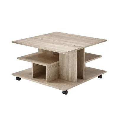 Produktbild von CALICOSY -  Couchtisch auf Rädern mit Aufbewahrungsnischen - 76 x 76 x H44 cm