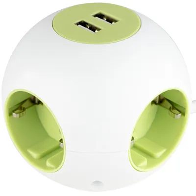 Produktbild von REV PowerGlobe Steckdosenwürfel 4-fach USB weiß-gr.1,4m15408102