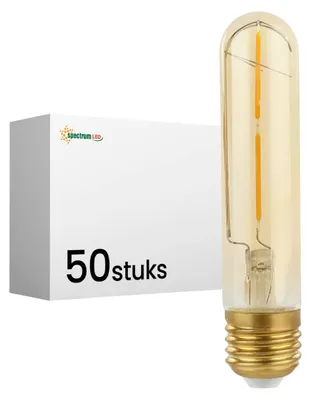 Productafbeelding van Spectrum LED Buislamp T26 E27 Goudkleurig - 2W 240lm 2400K - Warmwit - Vervangt 24W - 50 stuks