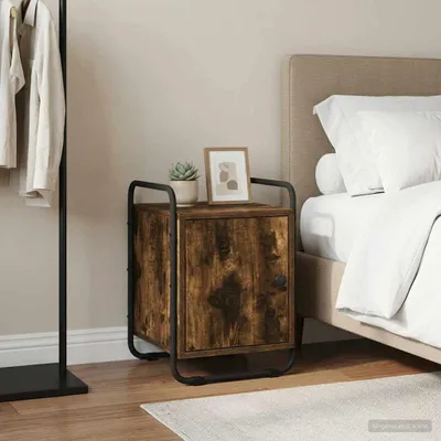 Immagine prodotto di vidaXL Comodino in legno impiallacciato con finitura in legno affumicato