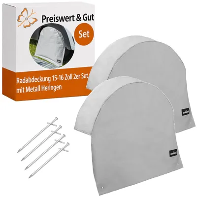 Produktbild von Radabdeckung XL 15-16 Zoll 78 cm 2er Set Reifenabdeckung für Wohnwagen und Wohnmobil aus Polyester mit Metall Heringen UV Schutz