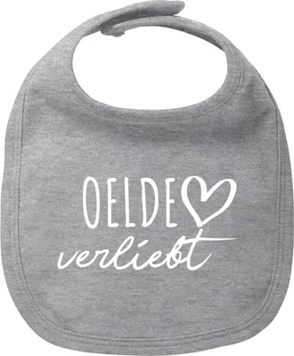 Produktbild von Huuraa Baby Lätzchen Oelde verliebt Heather Grey Klettverschluss  Baumwolle Latz Geschenkidee
