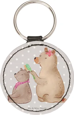 Produktbild von Mr. & Mrs. Panda Anhänger Bär Kind - Grau Pastell - Geschenk, mini schlüsselanhänger, schlüsselring, Muttertag, Familie, Bären, schlüssel, Mutter, Taschenanhänger