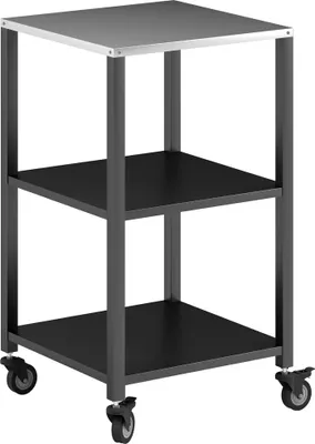 Produktbild von Grillwagen 3-Etagen Grilltisch mit Edelstahl Arbeitsfläche Rollen mobiler Servierwagen 50 x 50 x 90 cm Schwarz