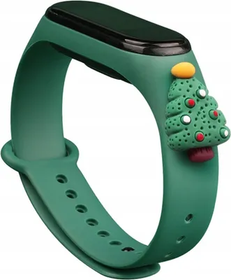 Obrázek produktu pro Silikonový náramek „Vánoce“ pro Xiaomi Mi Band 4, Mi Band 3, tmavě zelený (vánoční stromeček 2)