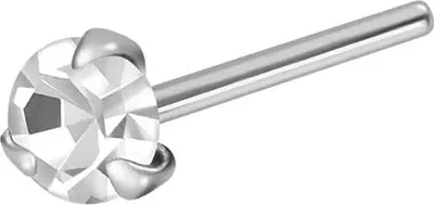 Produktbild von Nasenpiercing, Nasenstecker 925er Silber Nasenstecker RUNDER KRISTALL - biegbar