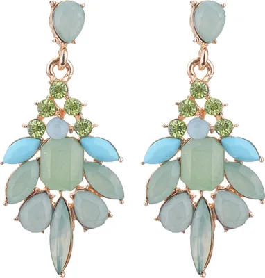 Produktbild von Exquisite Damen-Ohrstecker mit Strass-Intarsien, geometrischen Blumen, Party-Schmuck-Hellgrün
