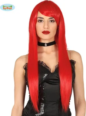 Produktbild von Dämon Karneval Perücke Lang Elegant Glatt Erwachsene Verschiedene Farben Stilvoll Fasching Haarmode, Farbe: Rot
