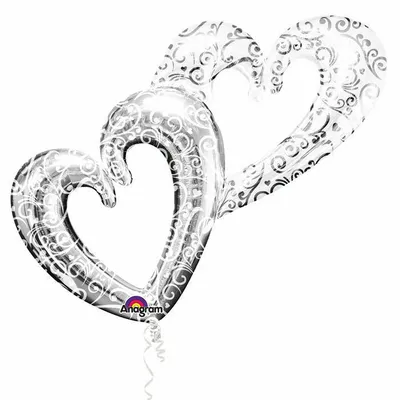 Produktbild von SuperShape Folienballon "Herzen" Silber | 134x91cm