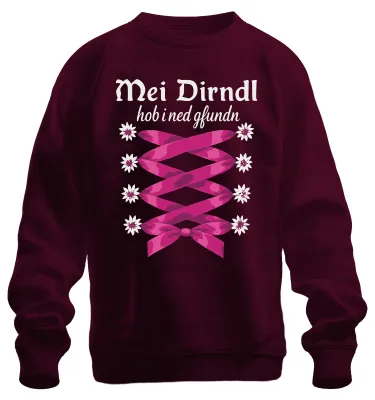 Productafbeelding van , Beierse kleding, Dirndl, Edelweiß, uni sweatshirt, trui, bordeauxrood, maat 3XL