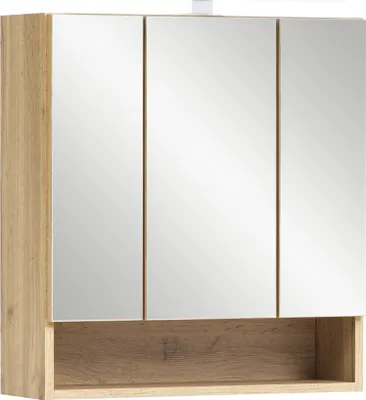 Zdjęcie produktu dla Badezimmerspiegelschrank >Kaprun< (B/H/T: 60x64x20 cm) in wotaneiche