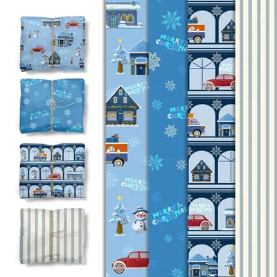 Produktbild von Geschenkpapier Seidenpapier blau-weiße Schneeflocke 24 Blatt 50,8 x 38,1 cm