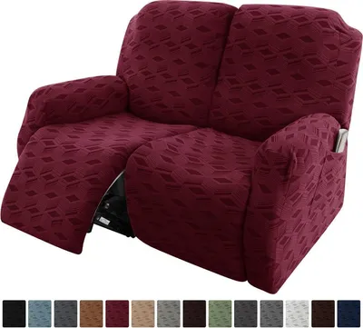 Produktbild von Hussen – Elastischer Sofabezug für Relaxsessel, 2-Sitzer (2-teilig), Weinrot, Vollständiger Sofaschoner fürs Wohnzimmer