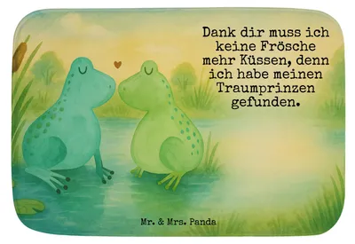 Produktbild von Mr. & Mrs. Panda Badteppich Frosch Liebe Design - Weiß - Geschenk, Badematte, Badezimmer Matte, Duschvorleger, Badezimmerteppich, Frösche, duschmatte, Jahrestag, Freundin