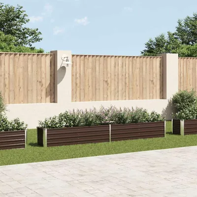 Zdjęcie produktu dla vidaXL Podwyższone łóżko ogrodowe Stal ocynkowana 320×40×45 cm Brązowy