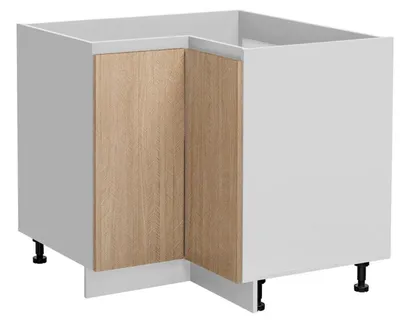 Image de Placard d'angle bas de cuisine "Roma" - Blanc/Beige - L 90 x H 81 x P 45 cm