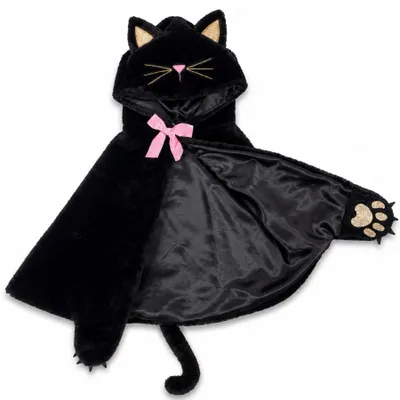 Produktbild von Kinder Katzenumhang Samt Schwarz Tiny - 4 - 6 Jahre - Schwarz | by Great Pretenders