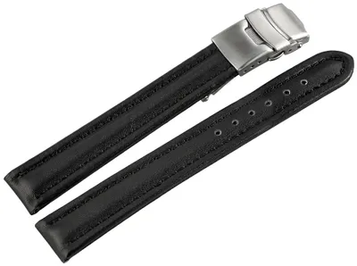 Produktbild von Basic Echtleder Armband in schwarz genarbt gepolstert