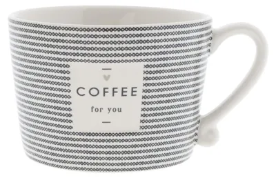 Produktbild von Tasse, Becher COFFEE FOR YOU weiß schwarz für 300ml Keramik Bastion Collections