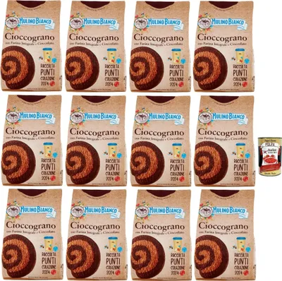 Produktbild von Mulino Bianco Cioccograno Biscotti con Farina Integrale e Cioccolato, Kekse mit Vollkornmehl und Schokolade, biscuits, cookies, 12x 330g + Italian Gourmet polpa 400g