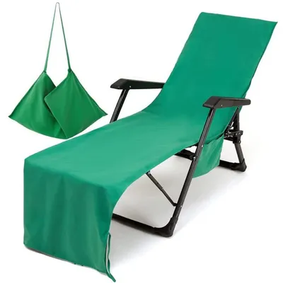 Produktbild von Liegestuhl Handtuch mit Taschen Mikrofaser Grün