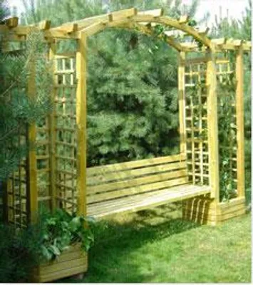 Produktbild von Rosenbogen Montana rund mit Bank - Abmessung: 350 x 72 x 237 cm (B x T x H)