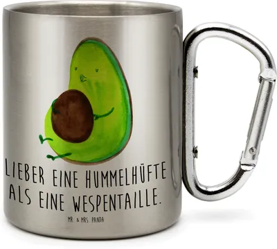 Produktbild von Mr. & Mrs. Panda Thermobecher Avocado Pfeifen - Transparent - Geschenk, Metallbecher, thermotasse, Diät, Schwanger, Abnehmen, Edelstahl-Thermobecher, Isolierbecher