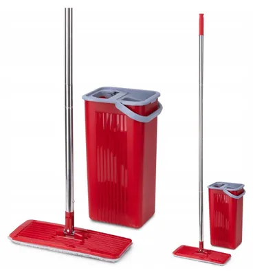 Produktbild von Flache Mopp Mit Ausdrücker Set Zweikammer-Eimer Faltbarer Stock Valsar