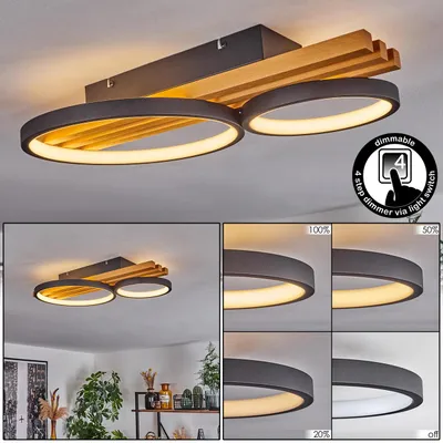 Produktbild von Caces Deckenlampe aus Metall/Holz/Kunststoff in Schwarz/Natur/Weiß