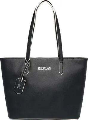 Produktbild von REPLAY Damen Shopper FW3074 Saffiano Kunstleder Schwarz