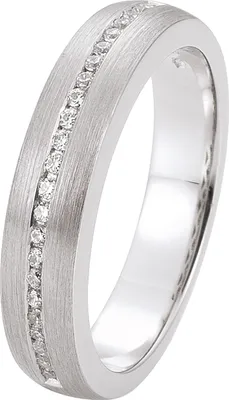 Produktbild von Gr. 58 Damen Ring 585 Gold Weißgold matt 23 Diamanten Brillanten